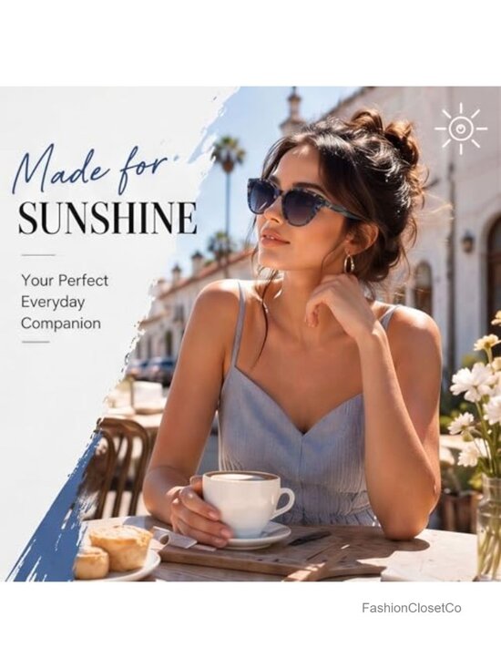 Cat Eye Sunglasses UV400 Protection Acetate Frame Lightweight Retro Shades main image 4